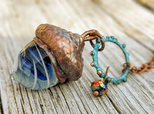 Load image into Gallery viewer, RESERVED Electroformed Lampworked Glass Acorn - Blue and White Swirl - Minxes&#39; Trinkets