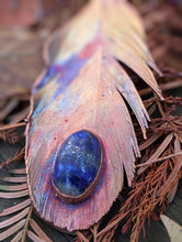 Load image into Gallery viewer, Real Copper Electroformed Feather - Lapis Lazuli - Minxes&#39; Trinkets