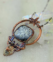 Load image into Gallery viewer, Electroformed Stag with Dendritic Opal Necklace - Minxes&#39; Trinkets