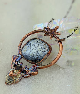 Electroformed Stag with Dendritic Opal Necklace - Minxes' Trinkets