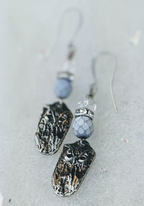 Pewter Winter Owl Earrings - Minxes' Trinkets