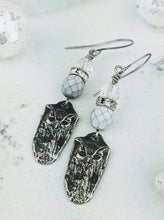 Load image into Gallery viewer, Pewter Winter Owl Earrings - Minxes&#39; Trinkets