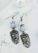 Load image into Gallery viewer, Pewter Winter Owl Earrings - Minxes&#39; Trinkets