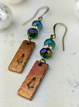Load image into Gallery viewer, Stamped Copper Bar Pine Tree Earrings - Minxes&#39; Trinkets