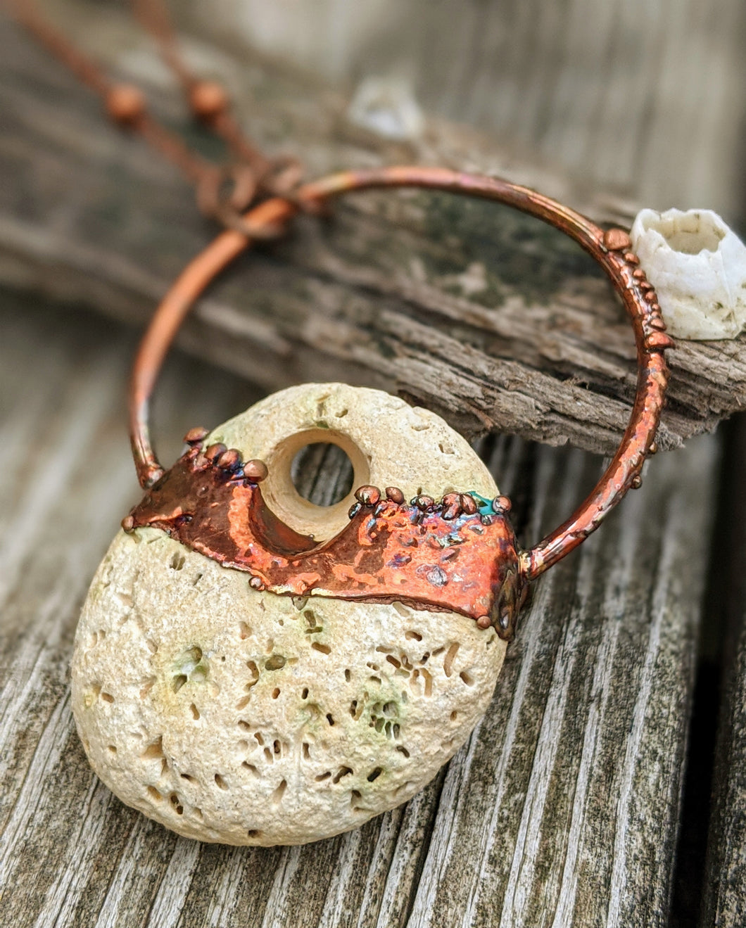 Copper Electroformed Hagstone Necklace IV - Minxes' Trinkets