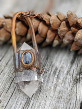 Load image into Gallery viewer, Quartz and Blue Kyanite - Copper Electroformed Necklace - Minxes&#39; Trinkets