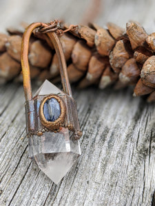 Quartz and Blue Kyanite - Copper Electroformed Necklace - Minxes' Trinkets