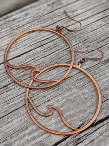 Ocean Wave Copper Electroformed Earrings - Minxes' Trinkets