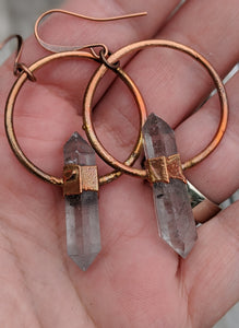 Herkimer Diamond Copper Electroformed Earrings II - Minxes' Trinkets