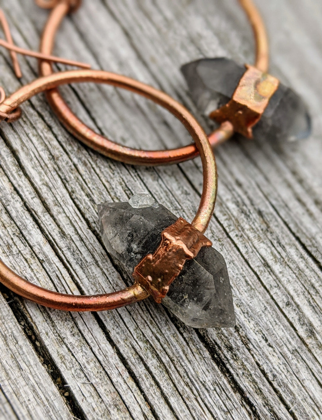Herkimer Diamond Copper Electroformed Earrings - Minxes' Trinkets