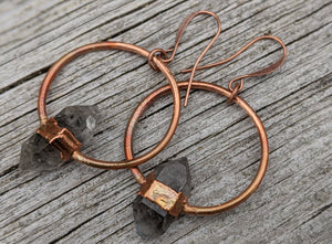 Herkimer Diamond Copper Electroformed Earrings - Minxes' Trinkets