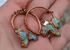 Ethiopian Opal Copper Electroformed Earrings - Minxes' Trinkets