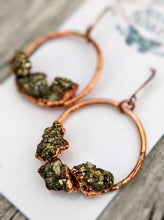 Load image into Gallery viewer, Pyrite Copper Electroformed Hoop Earrings - Minxes&#39; Trinkets