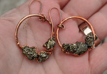Load image into Gallery viewer, Pyrite Copper Electroformed Hoop Earrings - Minxes&#39; Trinkets
