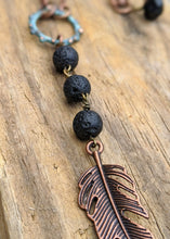 Load image into Gallery viewer, Lava Stone Feather Necklace - Minxes&#39; Trinkets