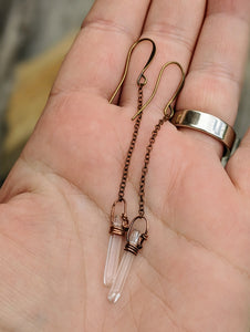 Quartz Point Chain Earrings - Minxes' Trinkets
