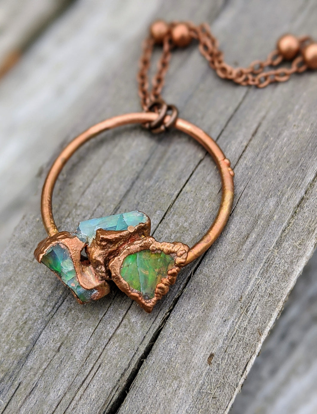 Ethiopian Opal Copper Electroformed Necklace I - Minxes' Trinkets
