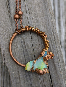 Ethiopian Opal Copper Electroformed Necklace II - Minxes' Trinkets
