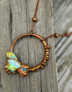 Ethiopian Opal Copper Electroformed Necklace II - Minxes' Trinkets