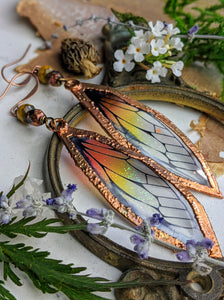 Relic Fairy Wing Earrings - Resin and Copper Electroformed 4