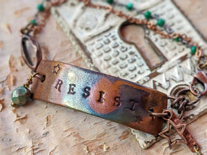 Wrist Reminder Copper Electroformed Bracelet - RESIST