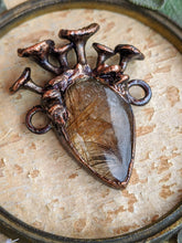 Load image into Gallery viewer, Golden Rutilated Quartz Encrusted with Mushrooms Copper Electroformed Statement Necklace - 1