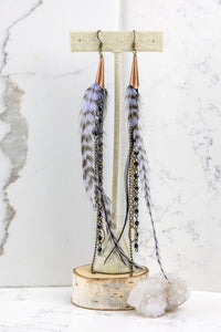 Hint of Lavender Striped Shoulder Duster Earrings - Minxes' Trinkets