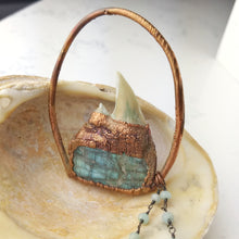 Load image into Gallery viewer, Shark&#39;s Tooth and Druzy Labradorite II - Copper Electroformed Necklace - Minxes&#39; Trinkets