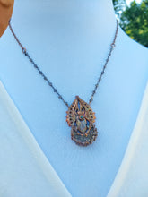 Load image into Gallery viewer, Egyptian Scarab and Druzy Moon Electroformed Necklace - Minxes&#39; Trinkets