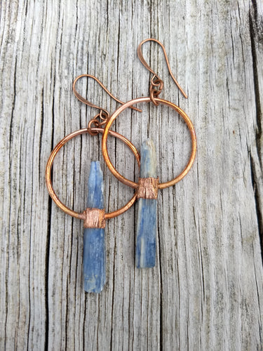 Copper Electroformed Blue Kyanite Earrings - Minxes' Trinkets