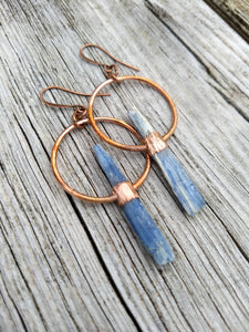 Copper Electroformed Blue Kyanite Earrings - Minxes' Trinkets