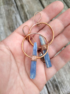 Copper Electroformed Blue Kyanite Earrings - Minxes' Trinkets