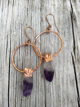 Load image into Gallery viewer, Copper Electroformed Amethyst Earrings - Minxes&#39; Trinkets