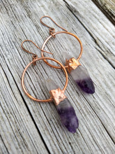 Load image into Gallery viewer, Copper Electroformed Amethyst Earrings - Minxes&#39; Trinkets