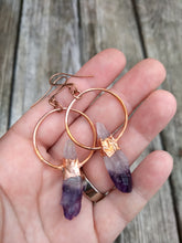 Load image into Gallery viewer, Copper Electroformed Amethyst Earrings - Minxes&#39; Trinkets