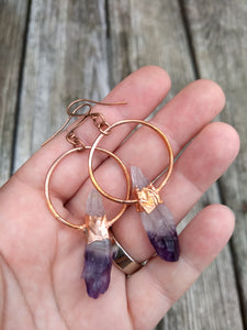 Copper Electroformed Amethyst Earrings - Minxes' Trinkets