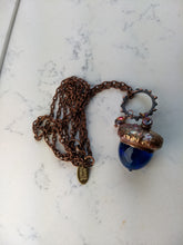 Load image into Gallery viewer, Electroformed Lampworked Glass Acorn - Dappled Cerulean Blue - Minxes&#39; Trinkets