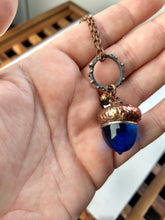 Load image into Gallery viewer, Electroformed Lampworked Glass Acorn - Dappled Cerulean Blue - Minxes&#39; Trinkets