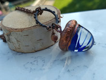 Load image into Gallery viewer, Electroformed Lampworked Glass Acorn - Cobalt Blue Swirl - Minxes&#39; Trinkets