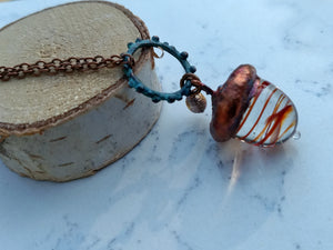 Electroformed Lampworked Glass Acorn - Rusty Orange Swirl - Minxes' Trinkets