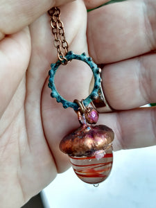 Electroformed Lampworked Glass Acorn - Rusty Orange Swirl - Minxes' Trinkets