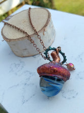 Load image into Gallery viewer, Electroformed Lampworked Glass Acorn - Sky Blue and White Swirl - Minxes&#39; Trinkets