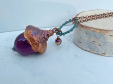 Load image into Gallery viewer, Electroformed Lampworked Glass Acorn - Aubergine Purple - Minxes&#39; Trinkets