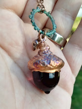 Load image into Gallery viewer, Electroformed Lampworked Glass Acorn - Aubergine Purple - Minxes&#39; Trinkets