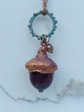 Load image into Gallery viewer, Electroformed Lampworked Glass Acorn - Aubergine Purple - Minxes&#39; Trinkets