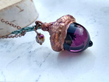 Load image into Gallery viewer, Electroformed Lampworked Glass Acorn - Aubergine Purple - Minxes&#39; Trinkets