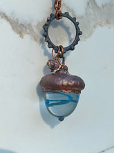 Load image into Gallery viewer, Electroformed Lampworked Glass Acorn - Aqua Swirl - Minxes&#39; Trinkets