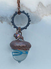 Load image into Gallery viewer, Electroformed Lampworked Glass Acorn - Aqua Swirl - Minxes&#39; Trinkets