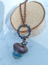 Load image into Gallery viewer, Electroformed Lampworked Glass Acorn - Aqua Swirl - Minxes&#39; Trinkets