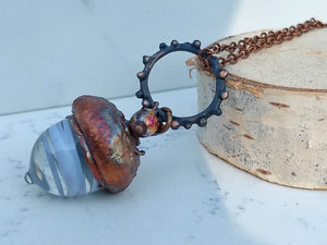 Electroformed Lampworked Glass Acorn - White Swirl - Minxes' Trinkets